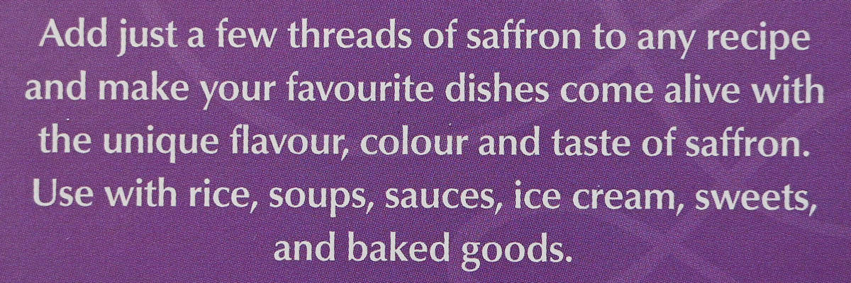 Image of the serving suggestions for the saffron from the package.