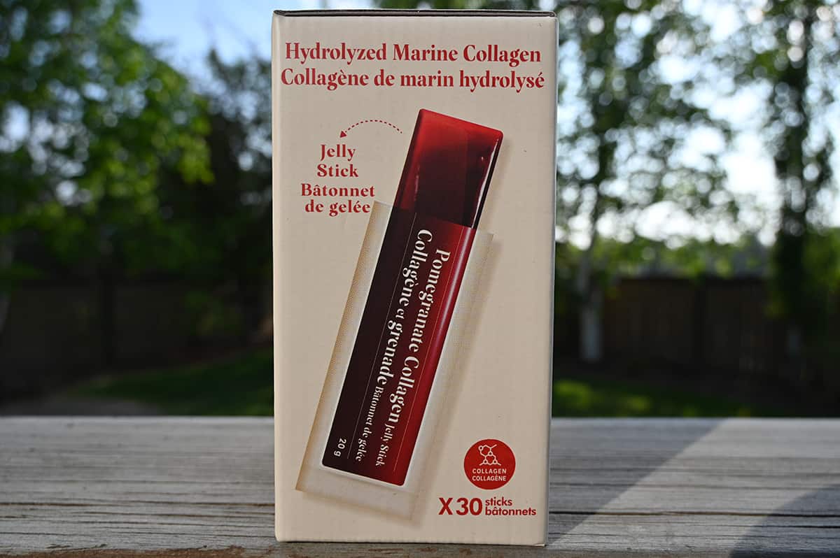 Image of the side of the collagen jelly sticks box showing that there are 30 sticks in the box.