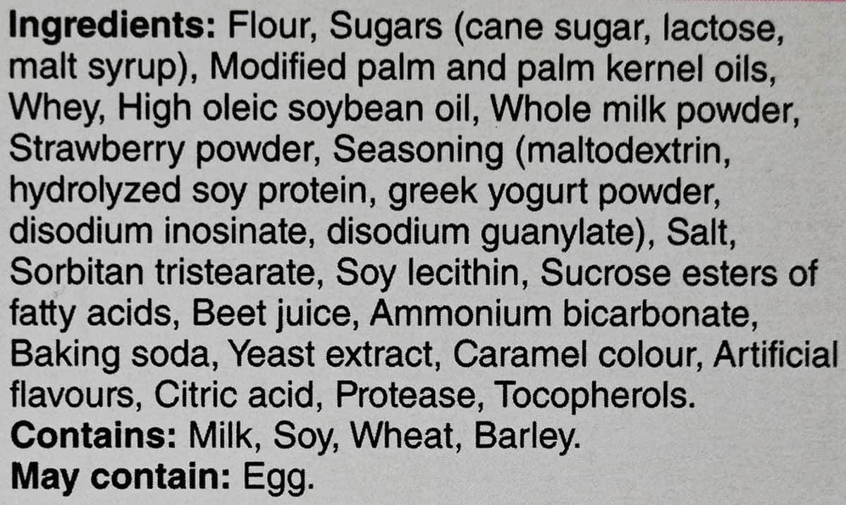 Image of the ingredients list from the back of the box.