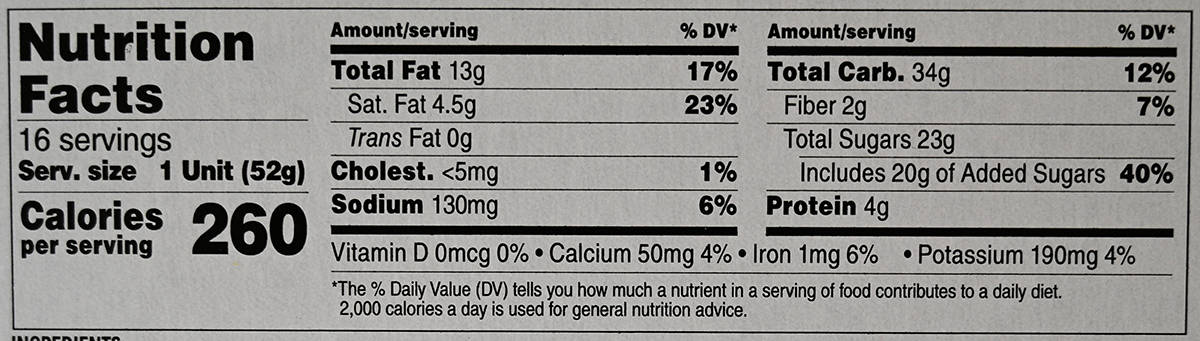 Image of the nutrition facts label from the back of the box.