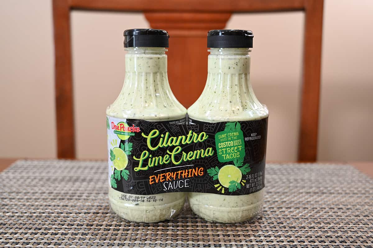 Image of the Costco Don Pancho Cilantro Lime Crema two pack sitting on a table.