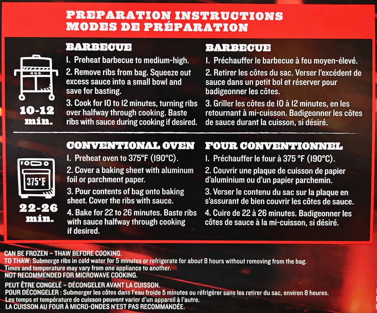 Image of the preparation instructions from the back of the box.