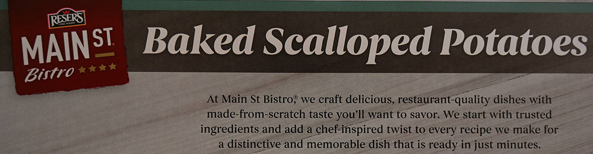 Image of the scalloped potatoes product description from the package.