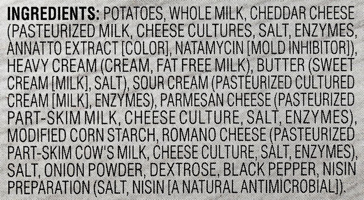 Image of the scalloped potatoes ingredients from the back of the package.