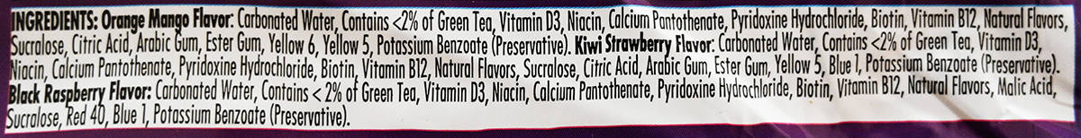 Image of the bottled sparkling water ingredients list from the package.