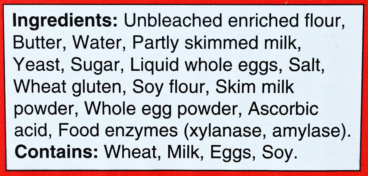 Image of the ingredients list from the box.