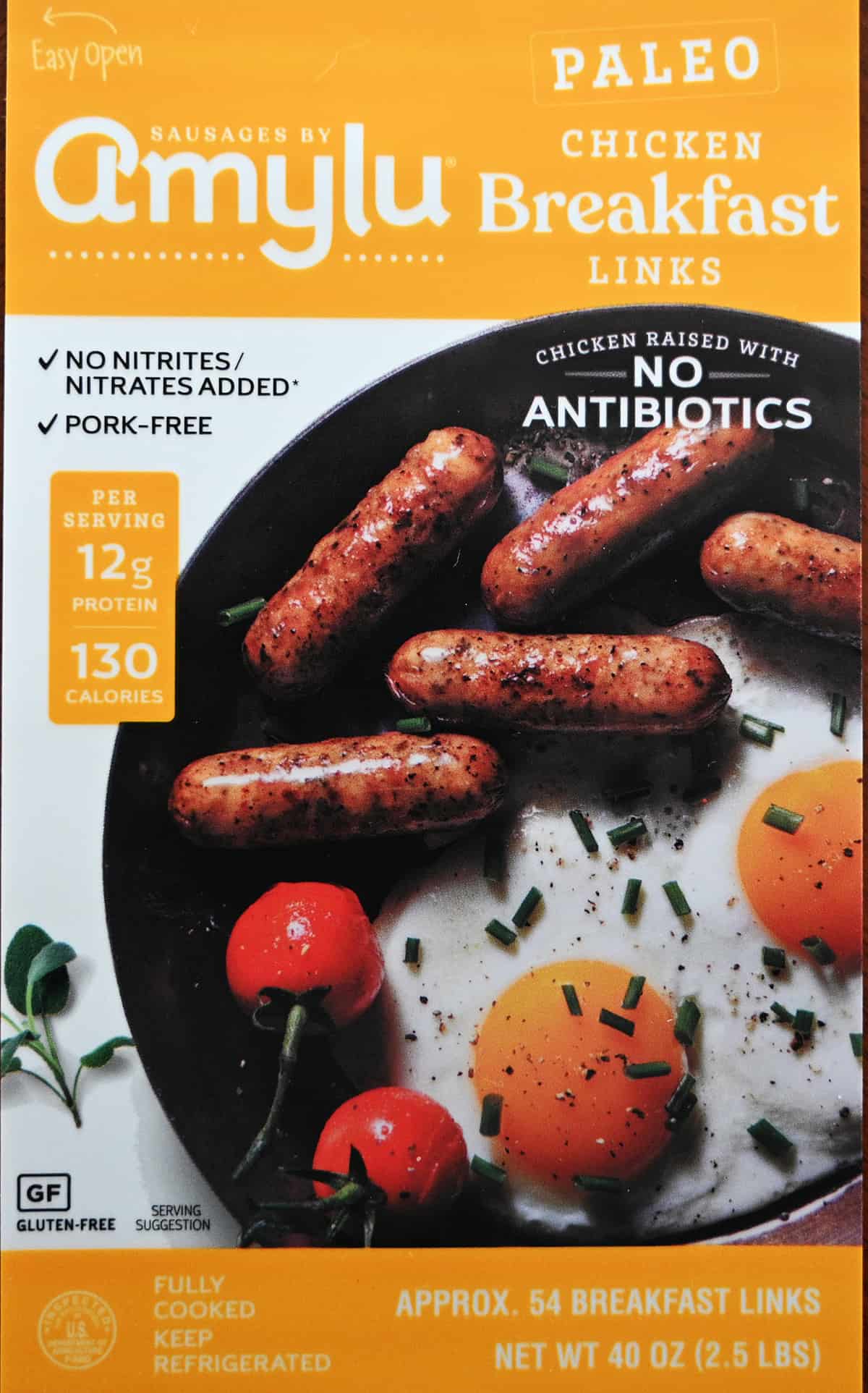 Closeup image of the breakfast links label from the package showing that they're nitrate/nitrite free. 