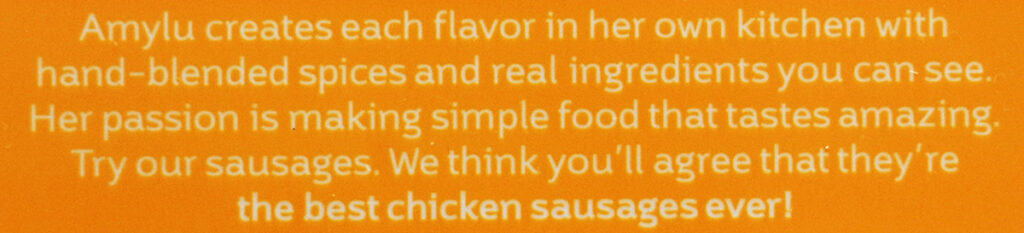Closeup image of the product description for the breakfast links from the back of the package.