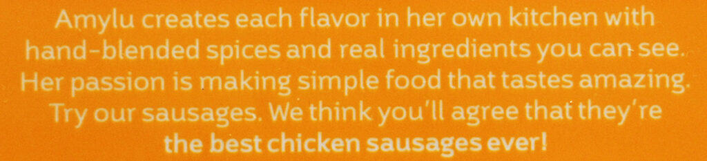 Closeup image of the product description for the breakfast links from the back of the package.