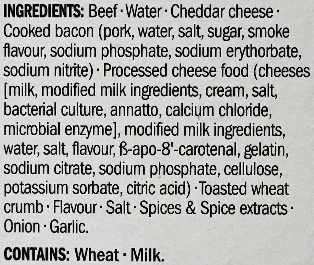 Image of the ingredients list from the back of the box.