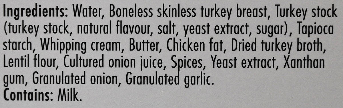 Image of the ingredients list from the back of the package.