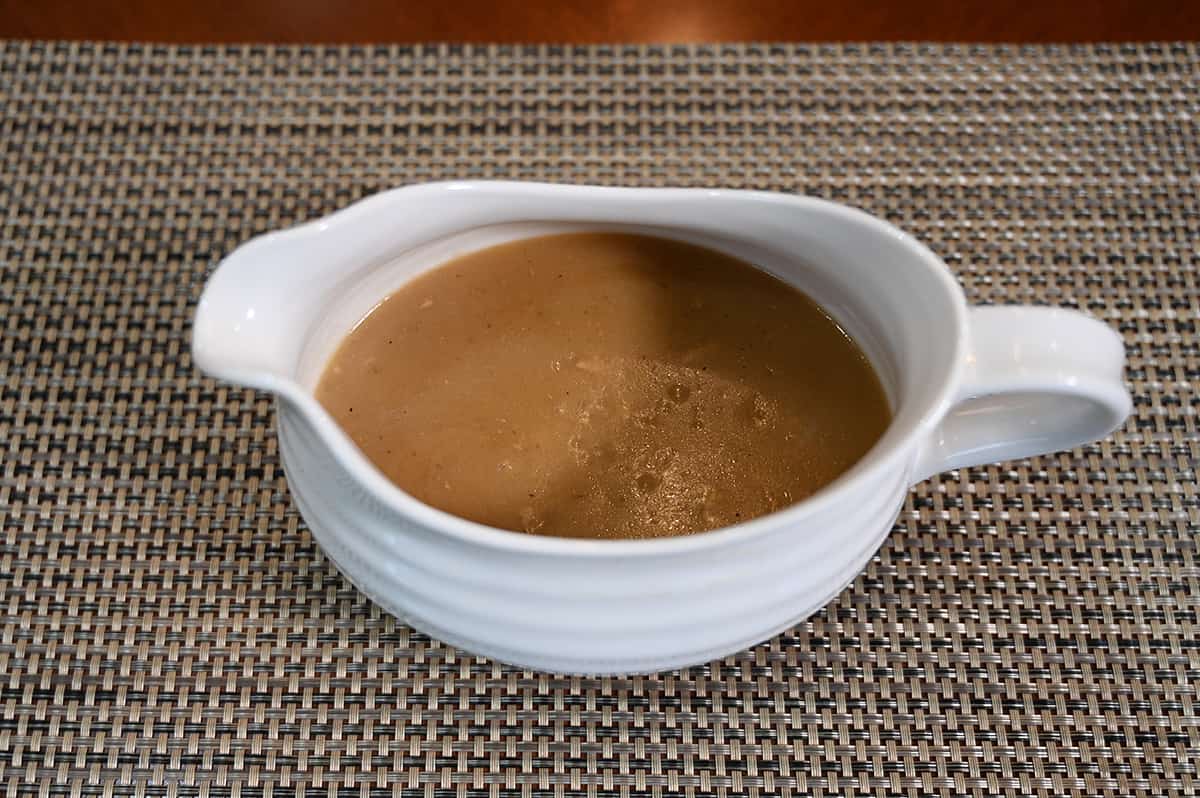 Image of a gravy boat filled with Kevin's turkey gravy.