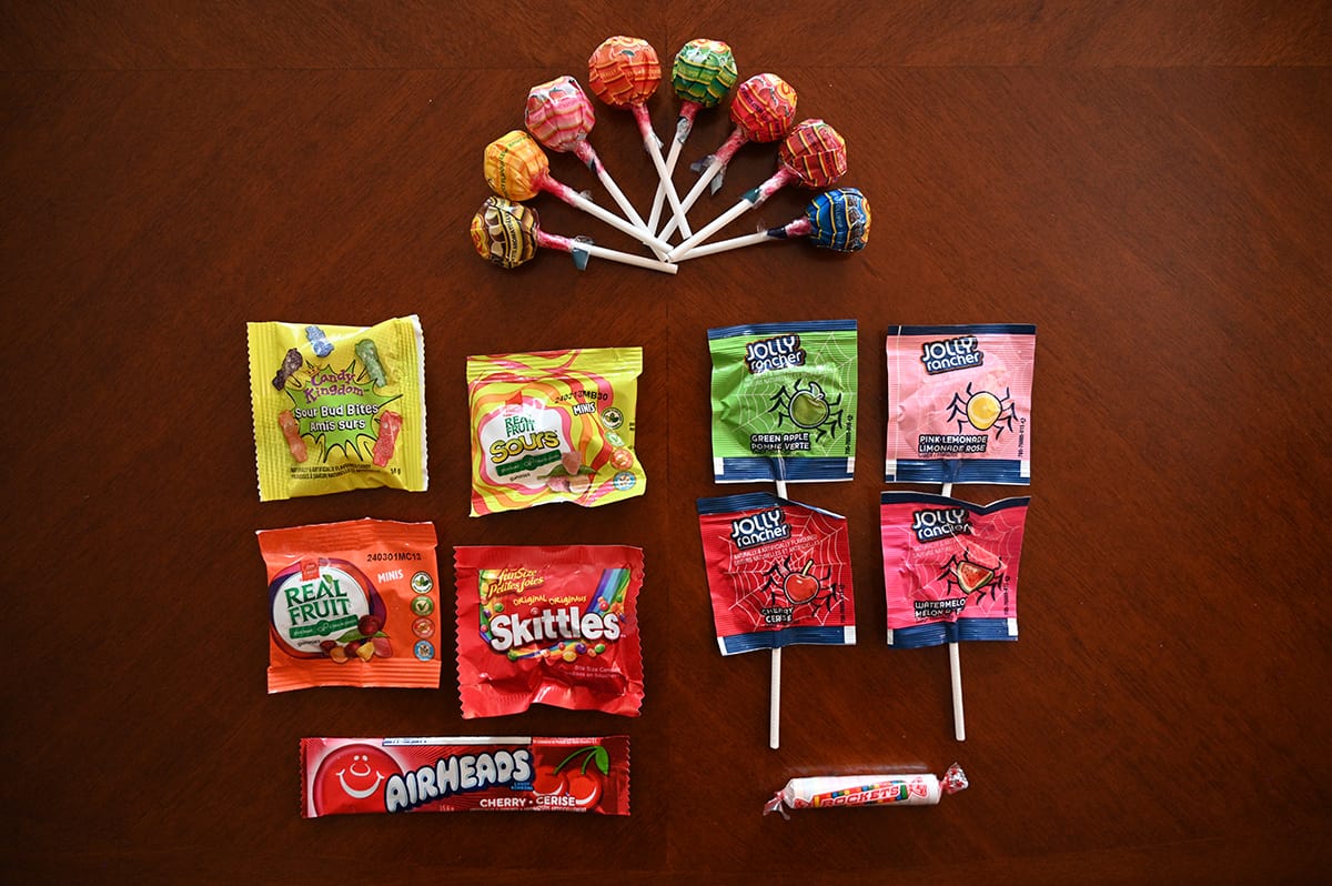 Top down image of the variety of candy that comes in the Funhouse Treats bag.