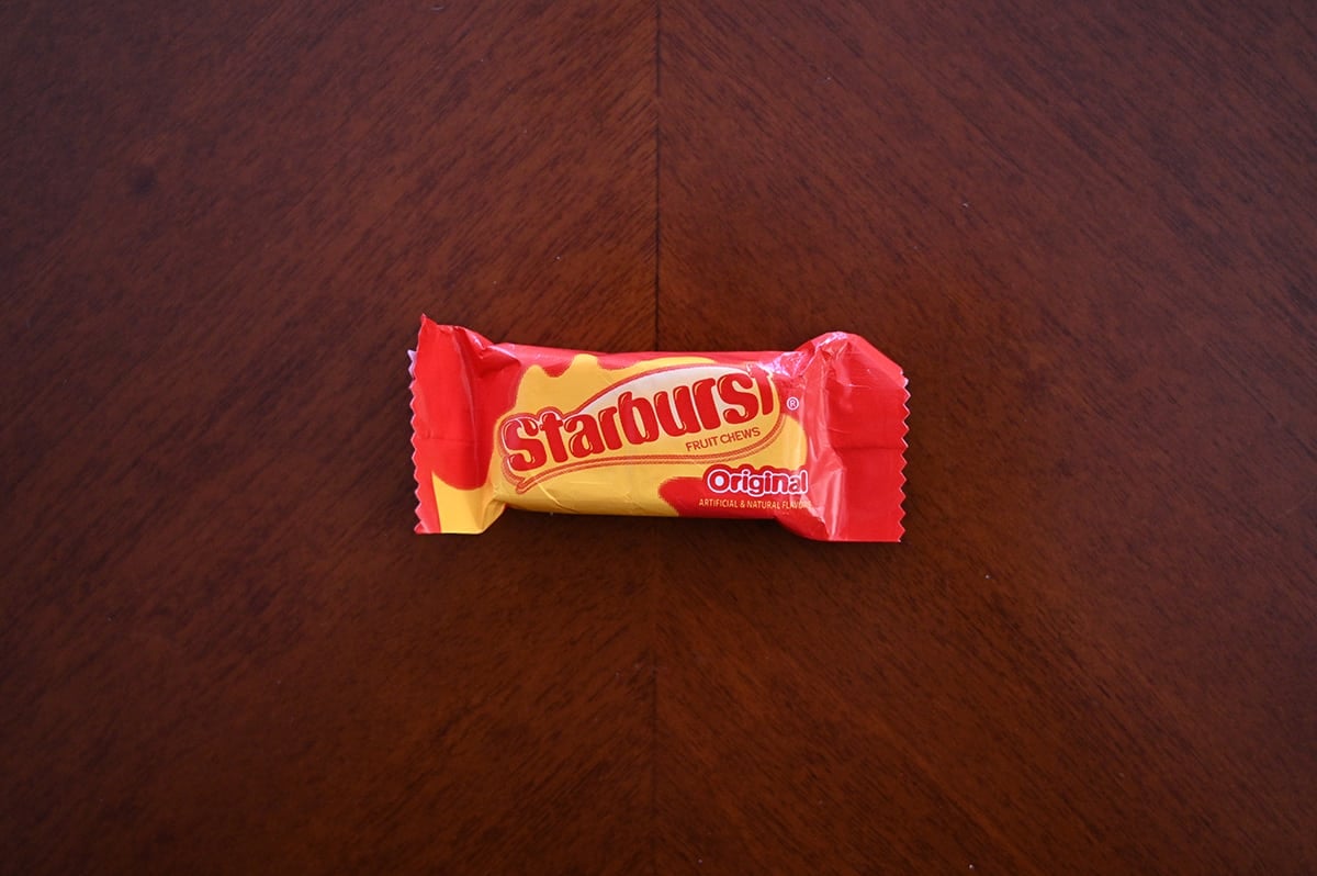 Top down image of one two pack of Starburst unopened sitting on a table.