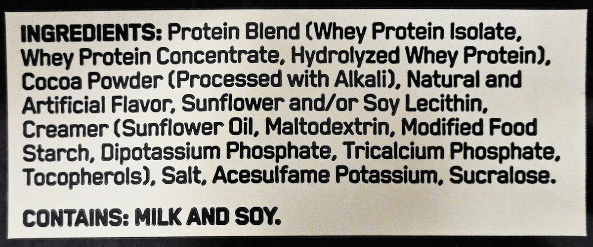 Image of the extreme milk chocolate ingredients list from the back of the bag.