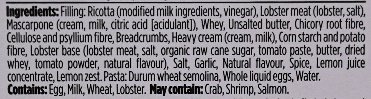 Image of the ingredients from the back of the package.