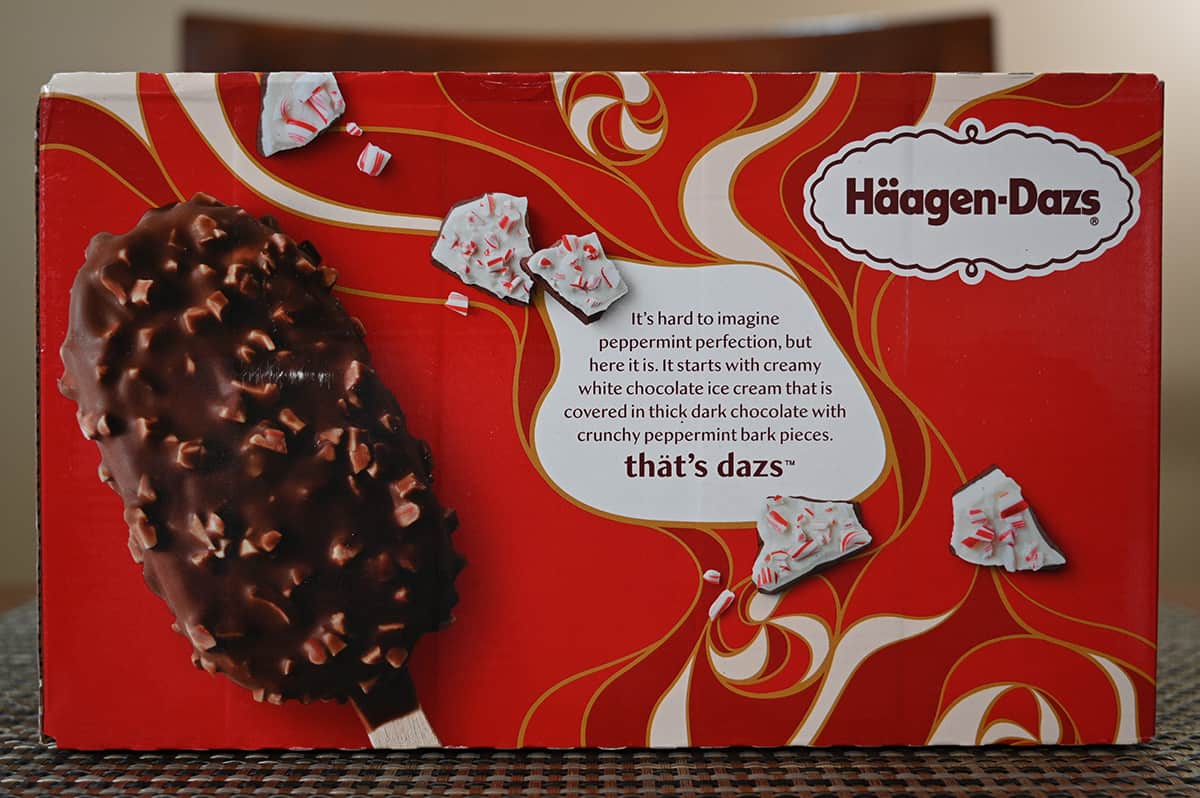 Image of the back of the box of ice cream bars showing the product description.