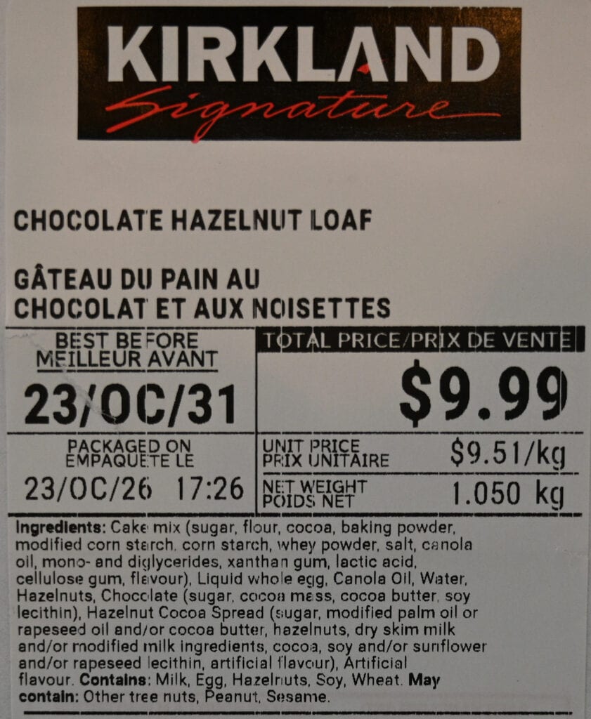 Costco Kirkland Signature Hazelnut Loaf Review Costcuisine