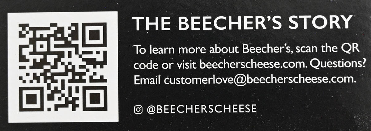 Image of the QR code for the Beecher's story from the back of the box.