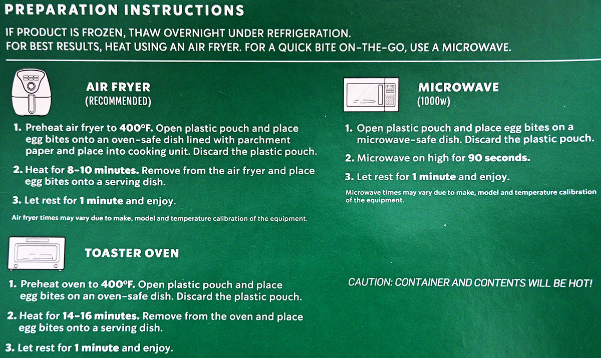 Image of the preparation instructions from the box.