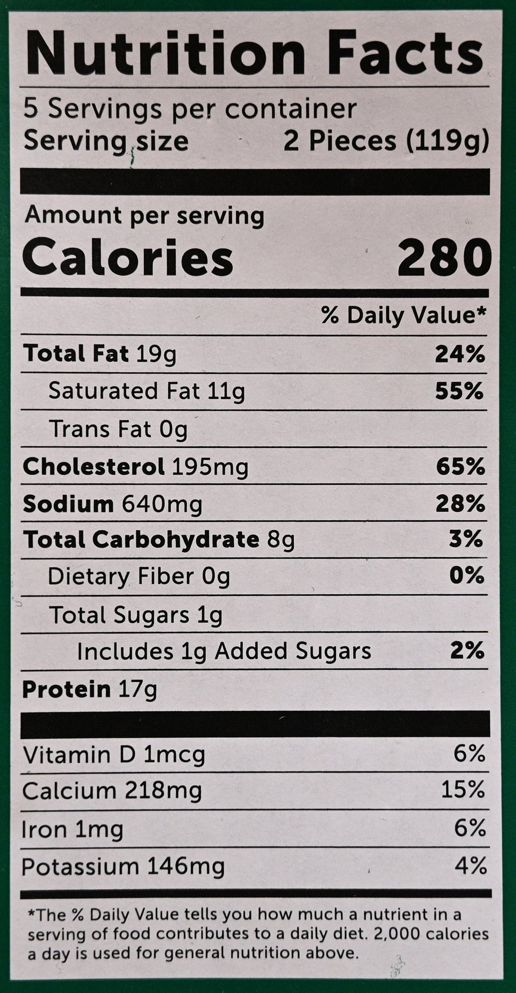 Image of the nutrition facts for the egg bites from the package.