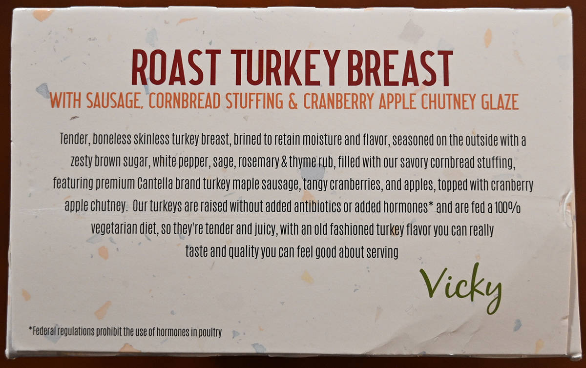 Image of the turkey breast product description from the back of the box.