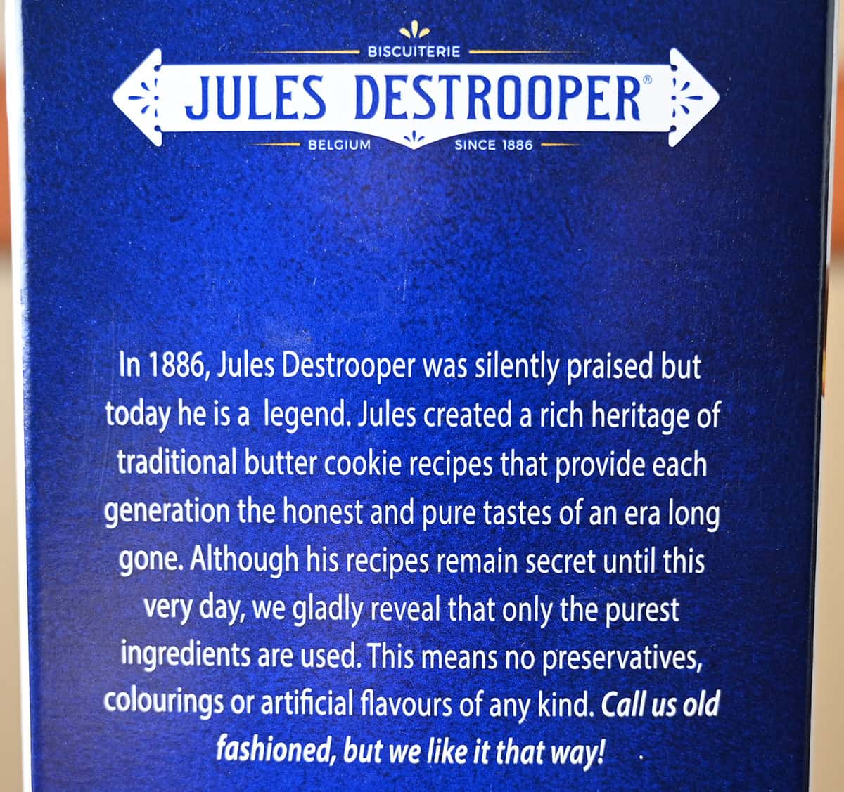 Image of the product description for the biscuits from the back of the box.