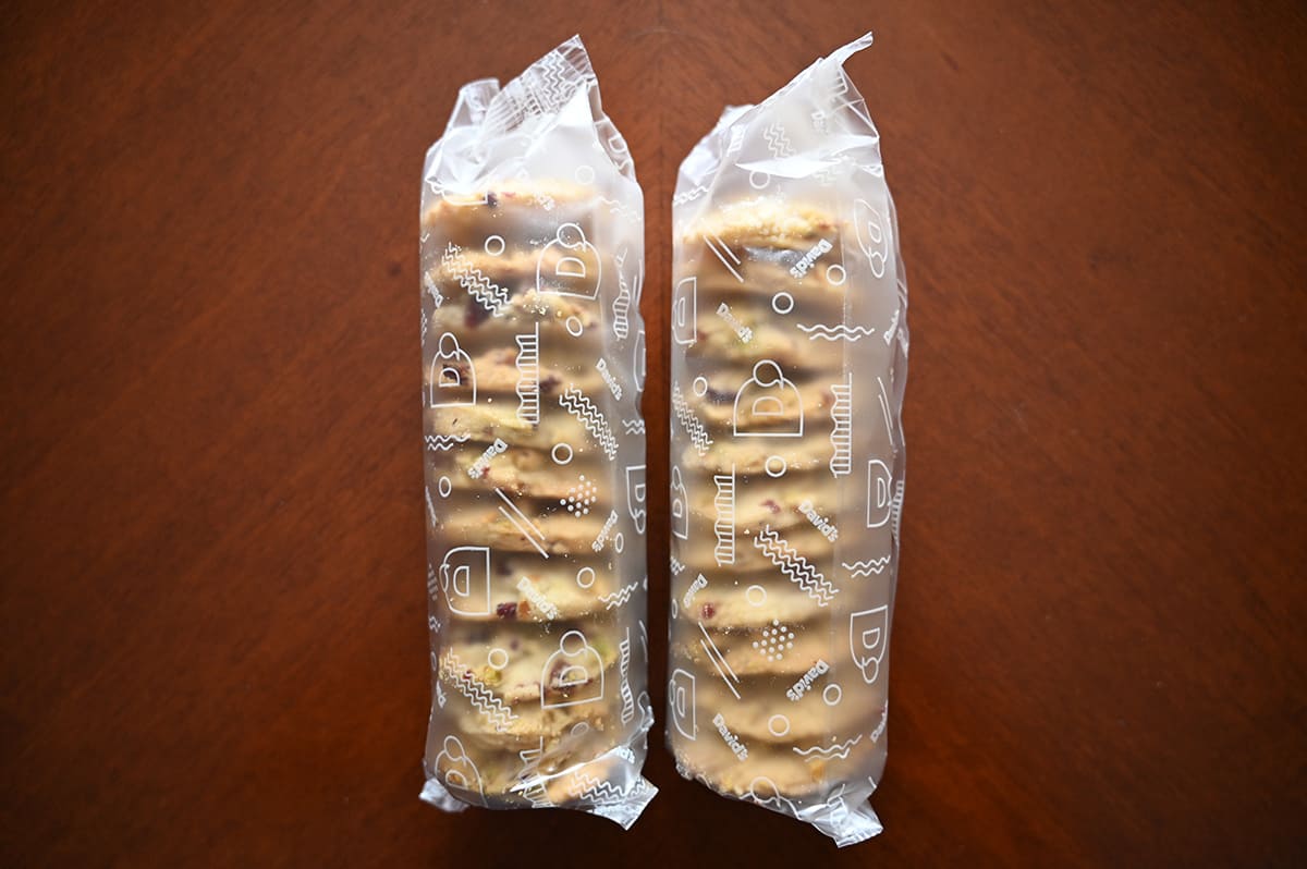 Image of two packages of cooking unopened sitting on a table.