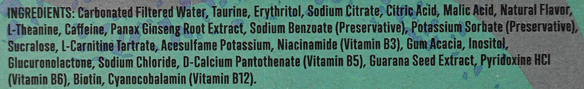 Image of the breezeberry ingredients from the back of the box.