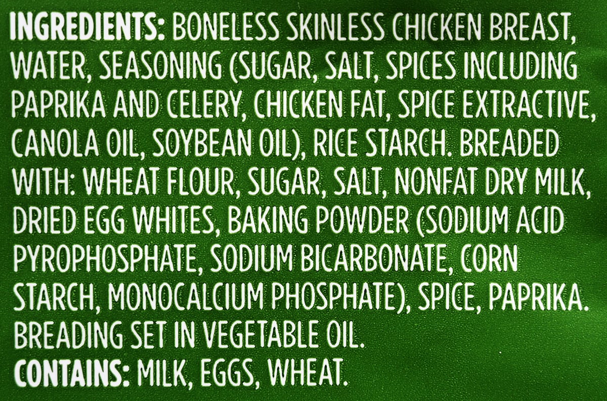 Image of the ingredients list from the back of the bag.