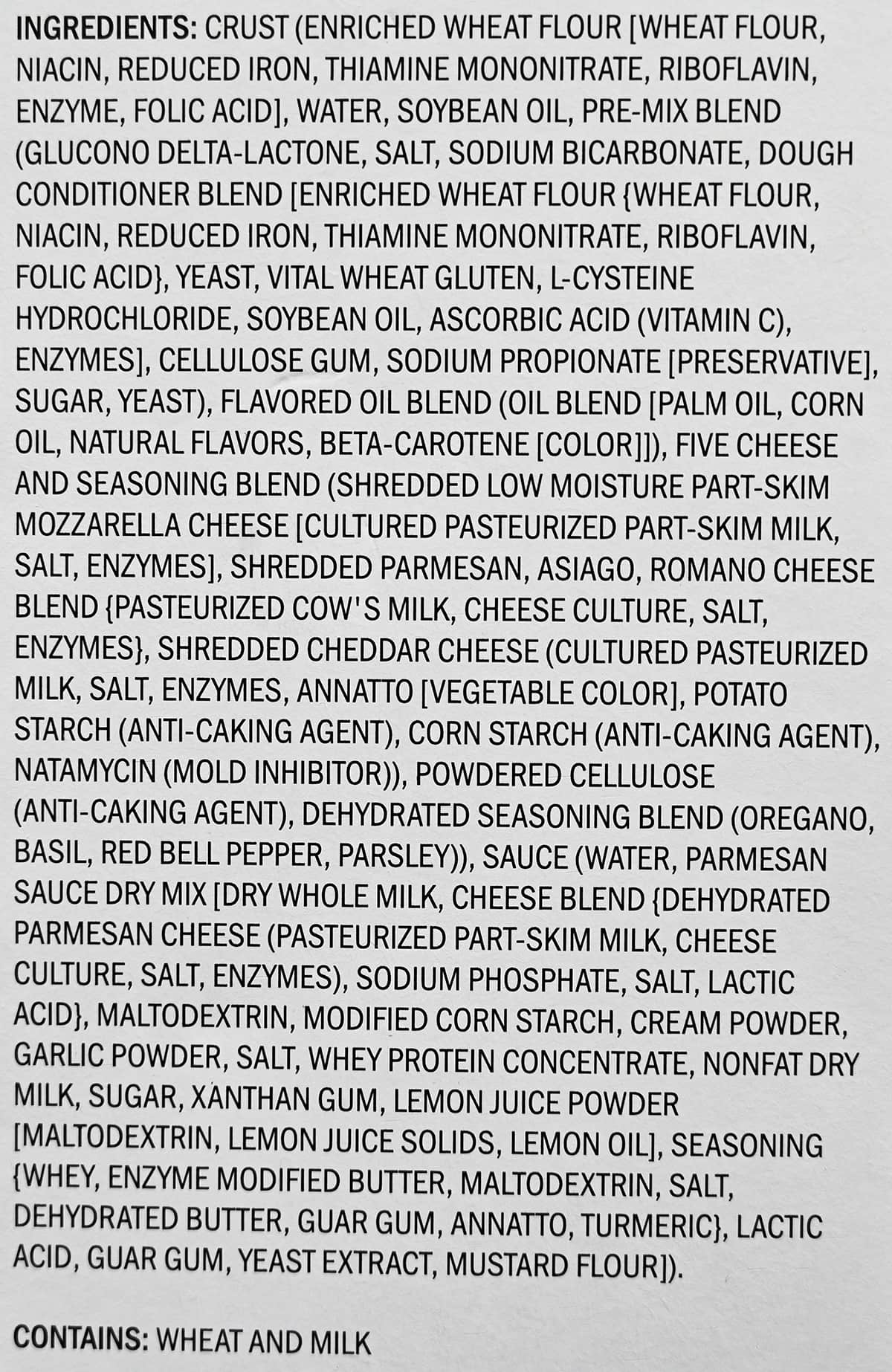 Image of the ingredients list from the back of the box.