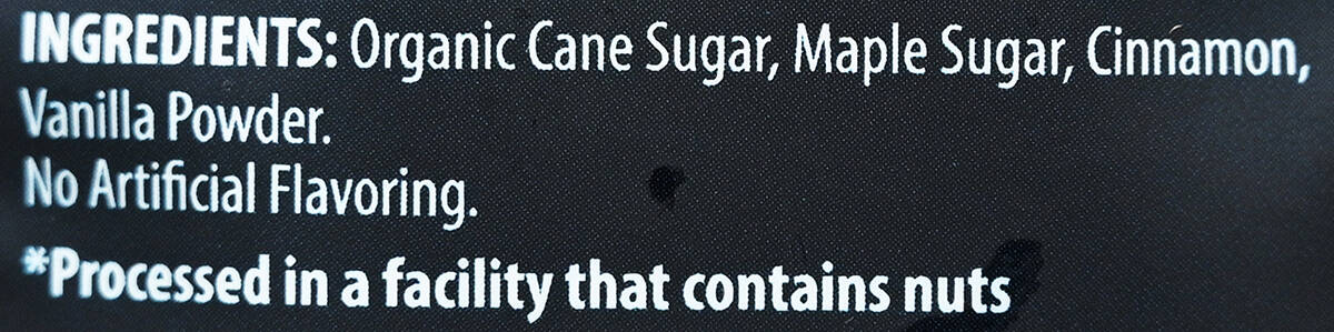 Image of the french toast sugar ingredients from the back of the box.