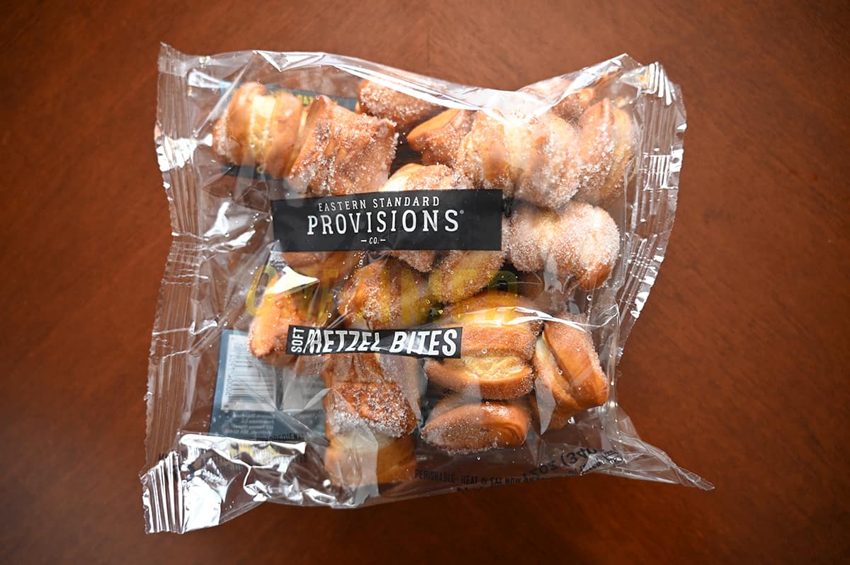 Image of the one-timer bites pretzels in their plastic packaging unoepened on a table.