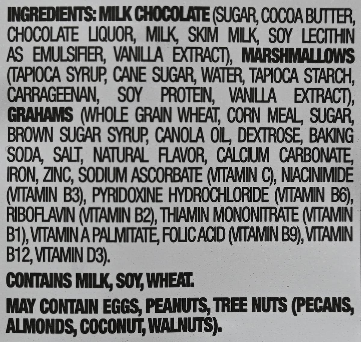 Image of the ingredients list from the back of the bag.