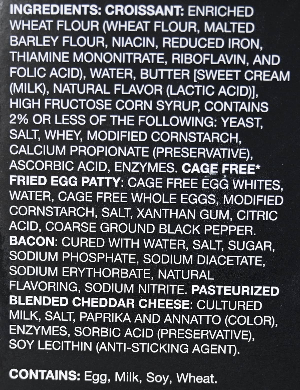 Image of the ingredients from the back of the box.