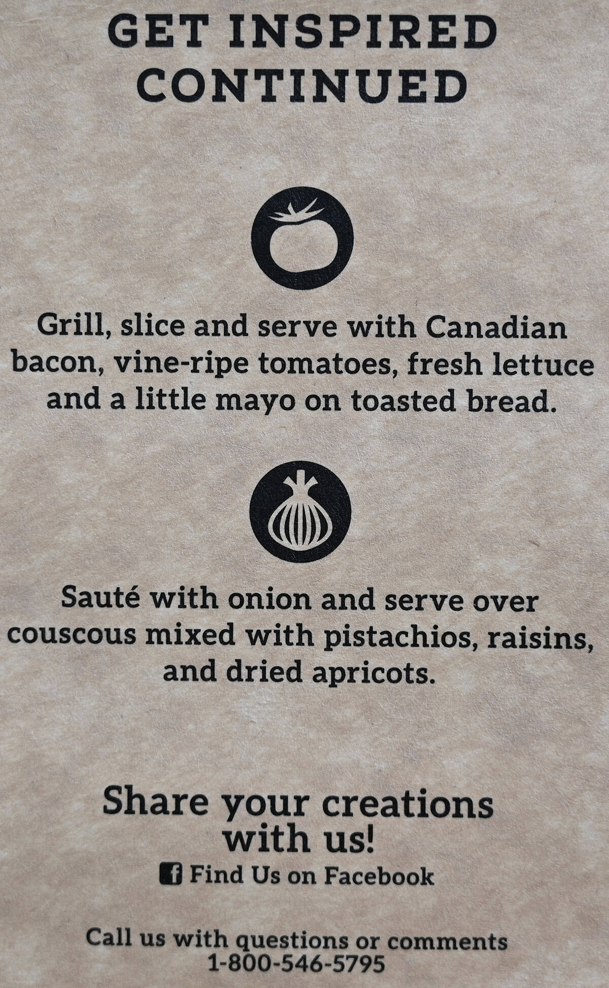 Closeup image of creative serving suggestions from the back of the package. 