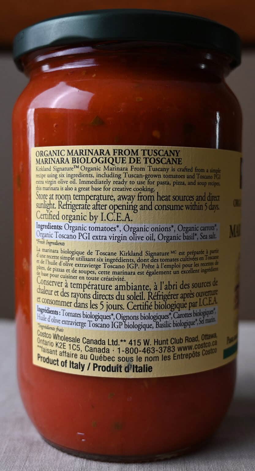 Costco Kirkland Signature Organic Marinara from Tuscany Review