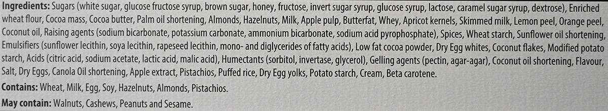 Image of the ingredients list from the back of the box.