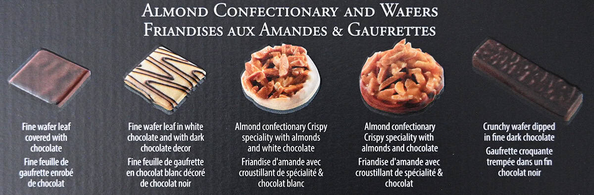 Image of the almond confectionary and wafers in the box.