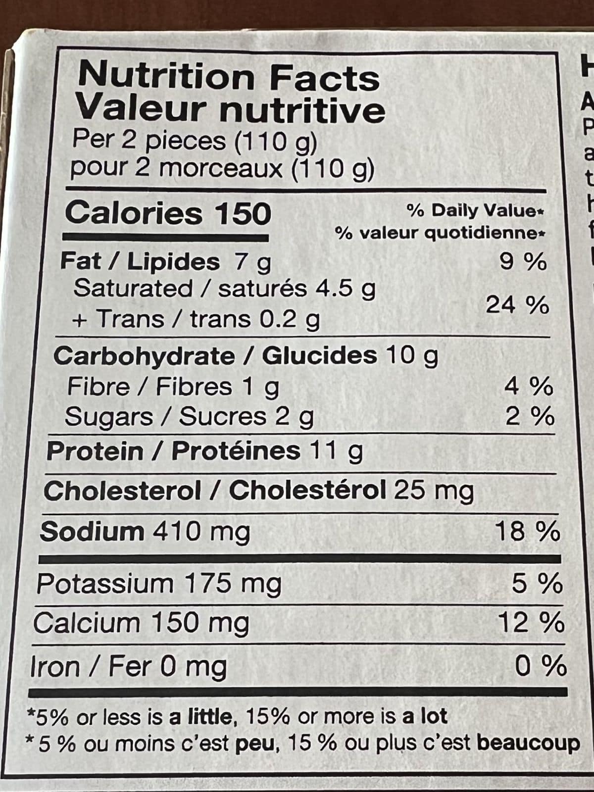 Image of the nutrition facts for the egg white with cheese & roasted red pepper Kirkland Signature Sous Vide Egg Bites from Costco.