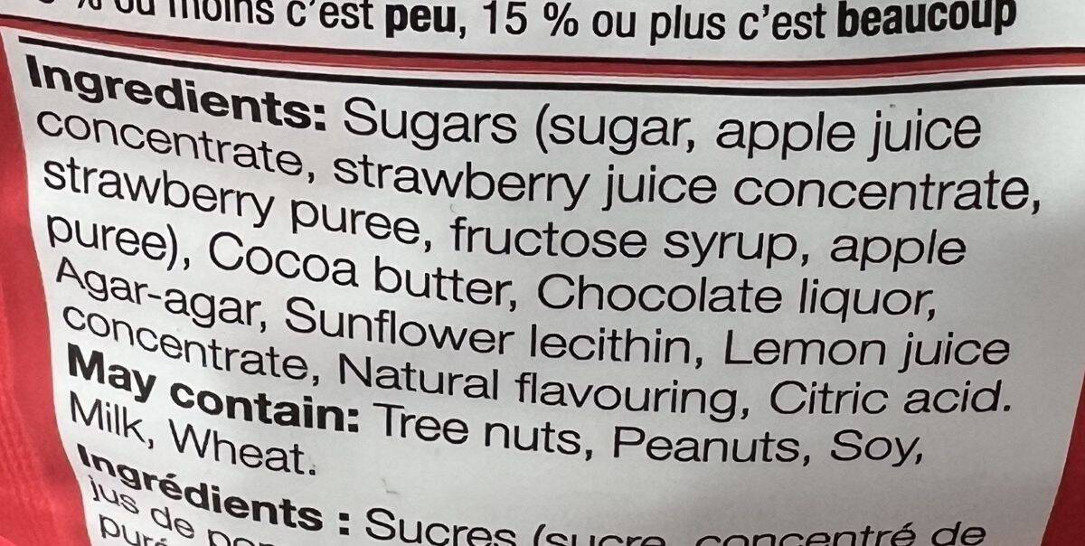 Image of the ingredients list from the back of the bag. 