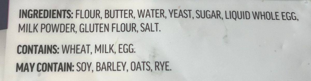 Image of the ingredients for the Croffle from the back of the bag.