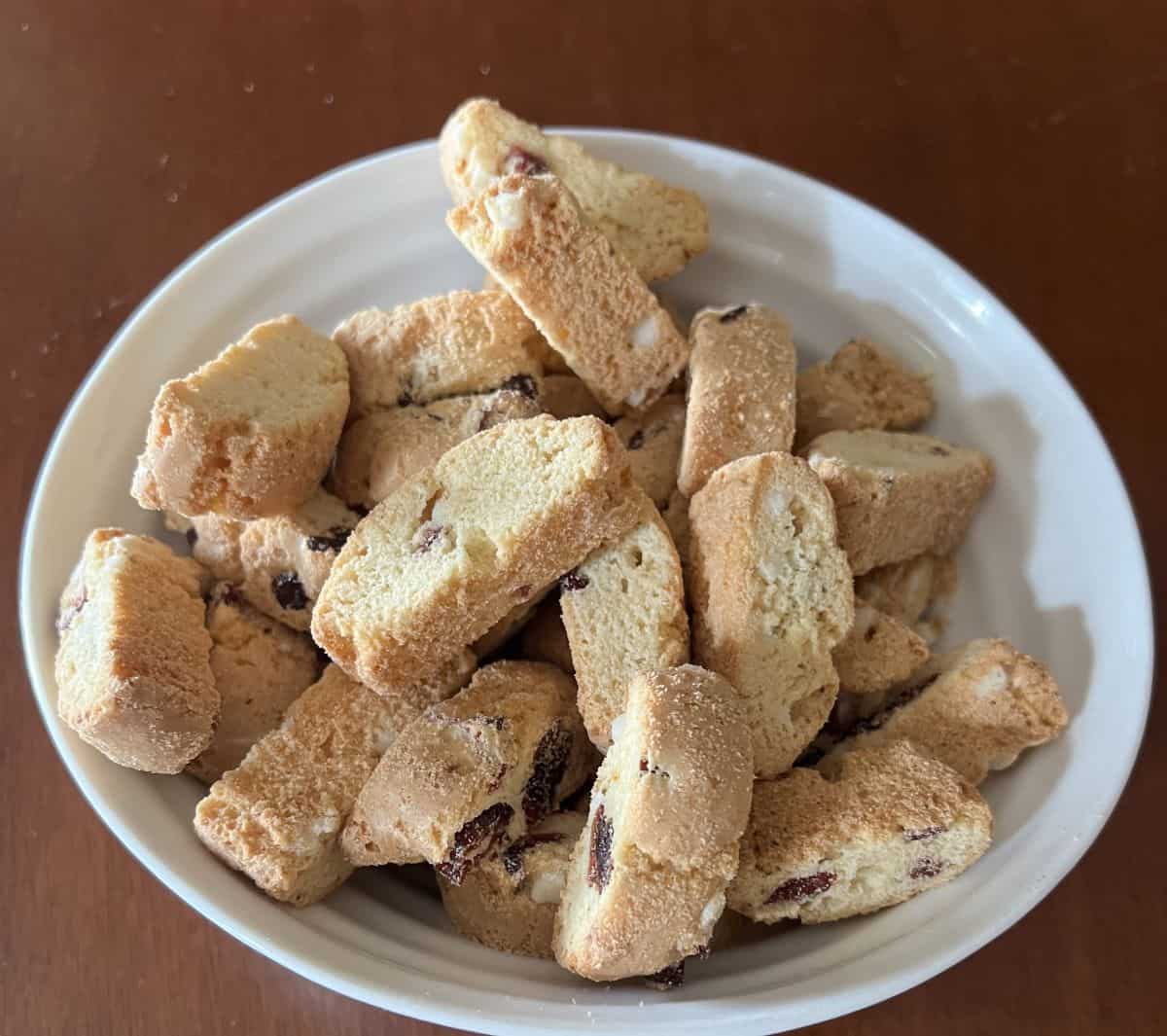 Image of a bowl of the Costco Cooper Street Snacks Twice Baked Cookies. 