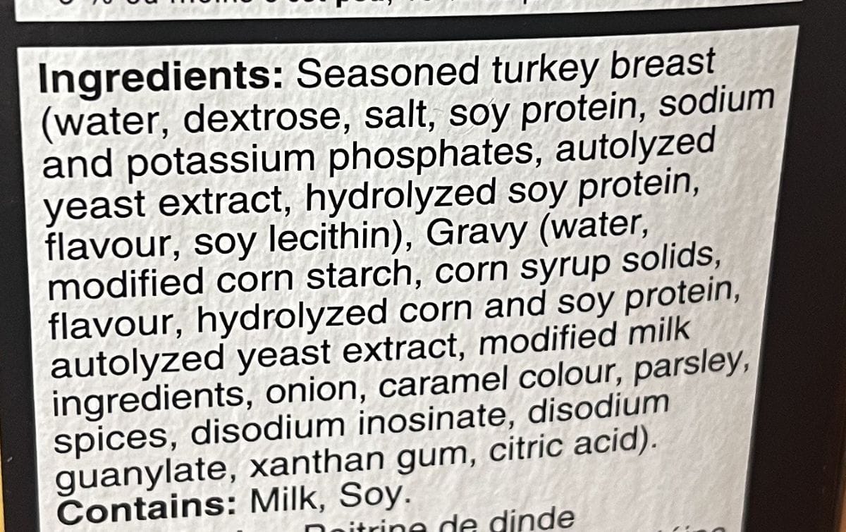 Image of the ingredients list from the back of the box. 