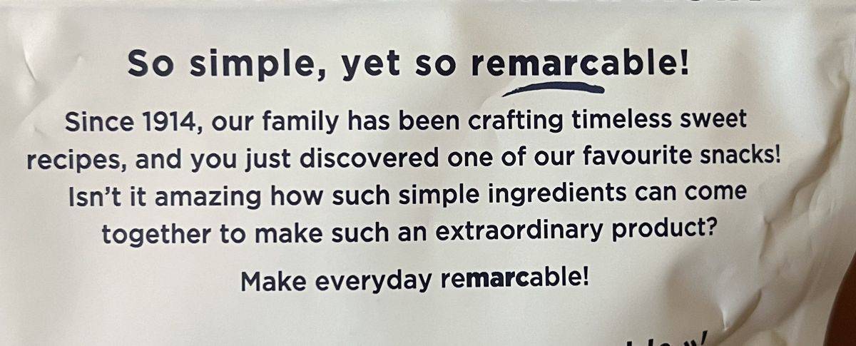 Image of the company description from the back of the bag.