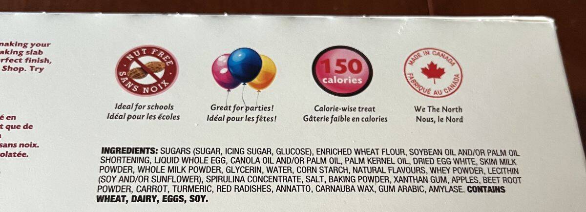 Image of the ingredients list from the back of the box. 