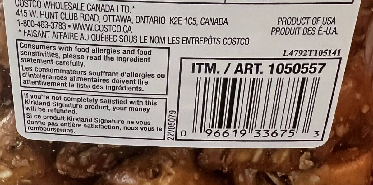 Image of the back label on the container of peanut butter pretzels showing they're made in the USA. 