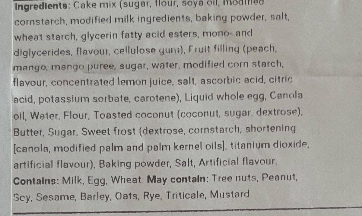 Image of the ingredients label for the loaf from the package.