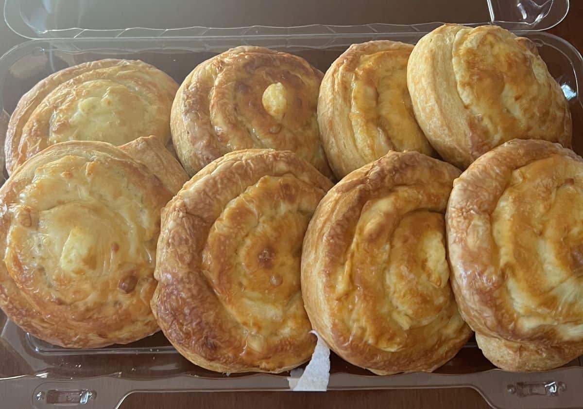 Top down image of a an open pack of the Costco Kirkland Signature Cheese Swirls. 