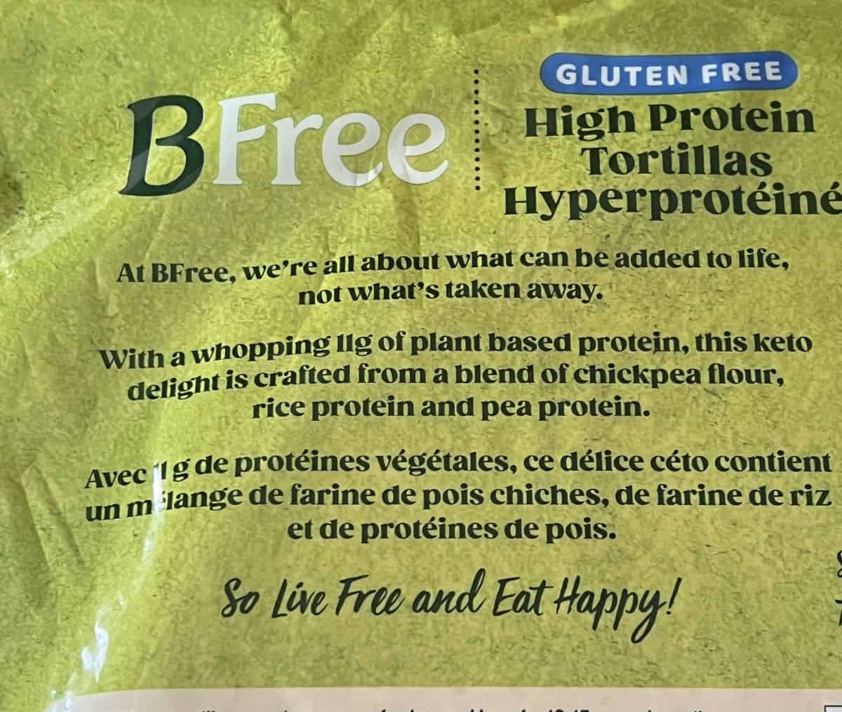 Image of the product description for the tortillas from the back of the bag. 